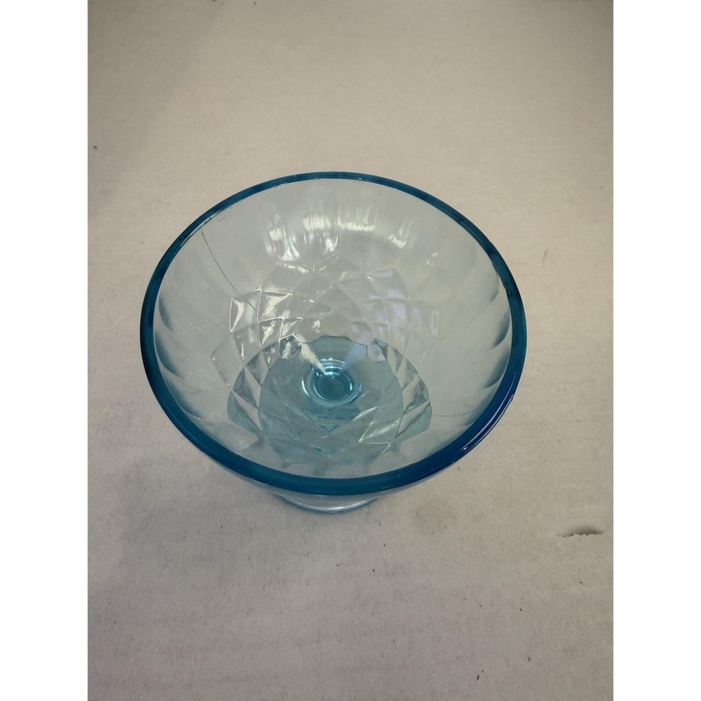 US Glass Aunt Polly Blue Sherbet Ice Cream Bowl Depression Glass - Picture 2 of 4